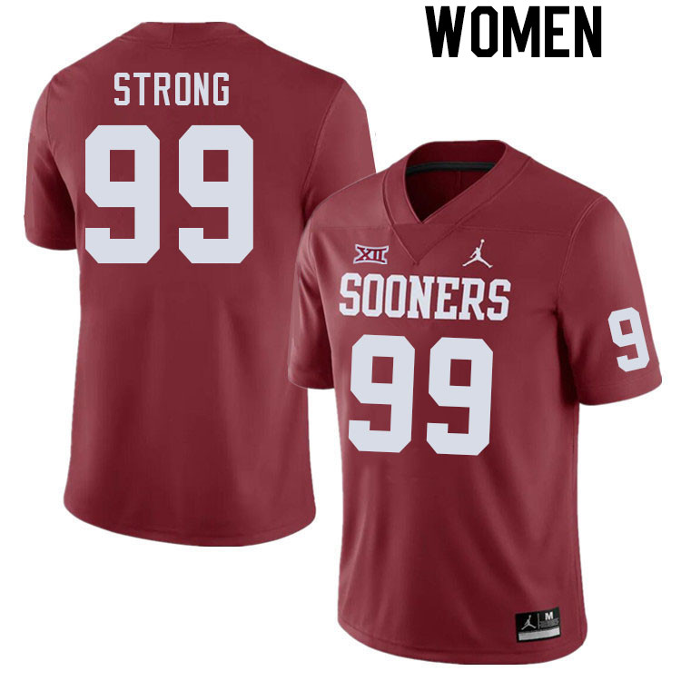 Women #99 Markus Strong Oklahoma Sooners College Football Jerseys Stitched Sale-Crimson